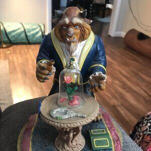 Disney THE BEAST WITH ROSE Figurine Beauty and the Beast Figure RARE- AS IS READ